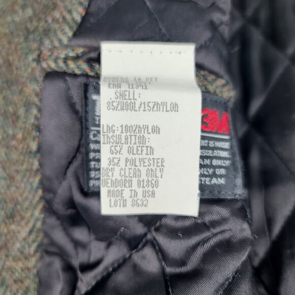 L.L. Bean Green Wool Tweed Quilted Liner Vintage USA Blazer Jacket Coat 10 P - Picture 4 of 7